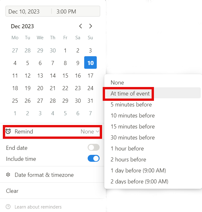 Notion Time Reminder Kullanımı