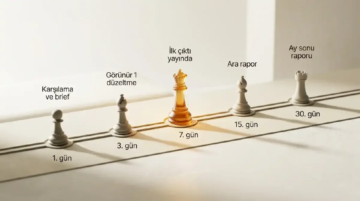 İlk otuz günün gün gün planını gösteren zaman çizgisi