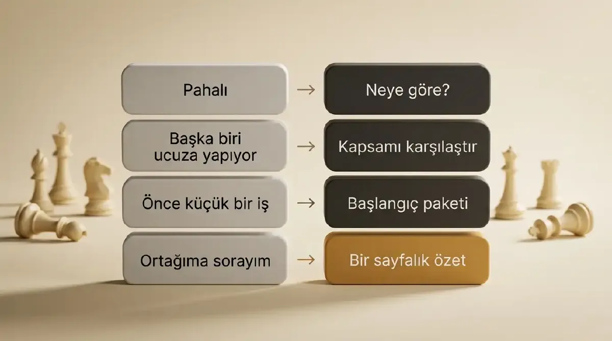 Yaygın fiyat itirazlarını ve verilecek cevapları eşleştiren tablo
