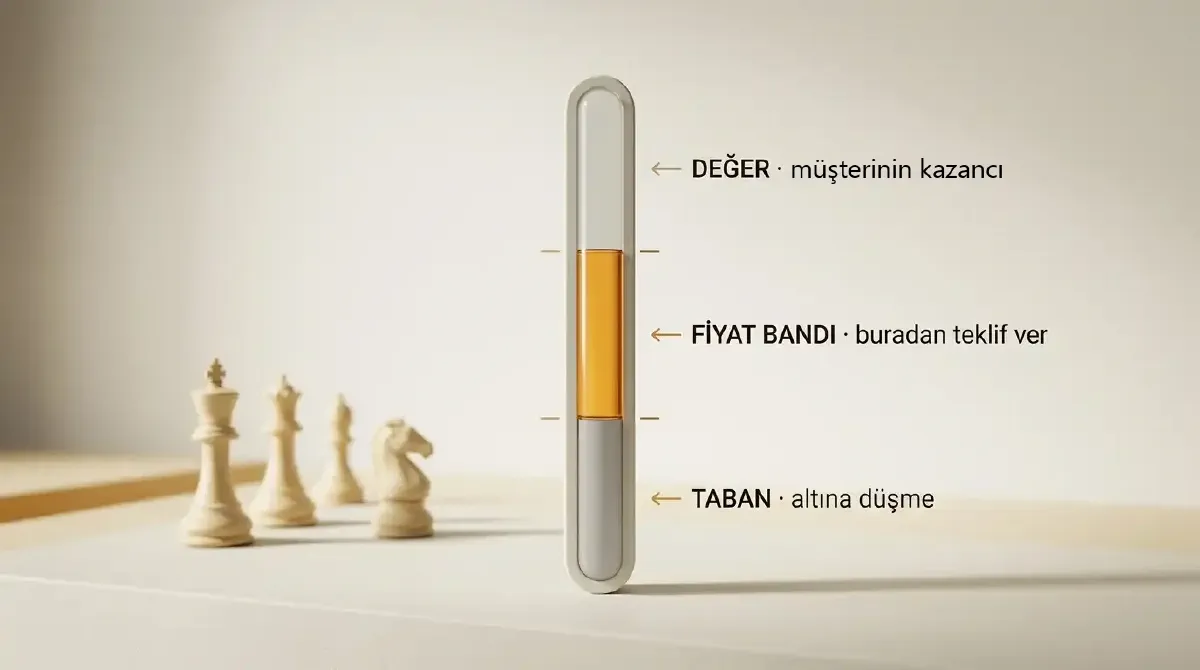 Taban fiyat, fiyat bandı ve değer arasındaki ilişkiyi gösteren dikey ölçek