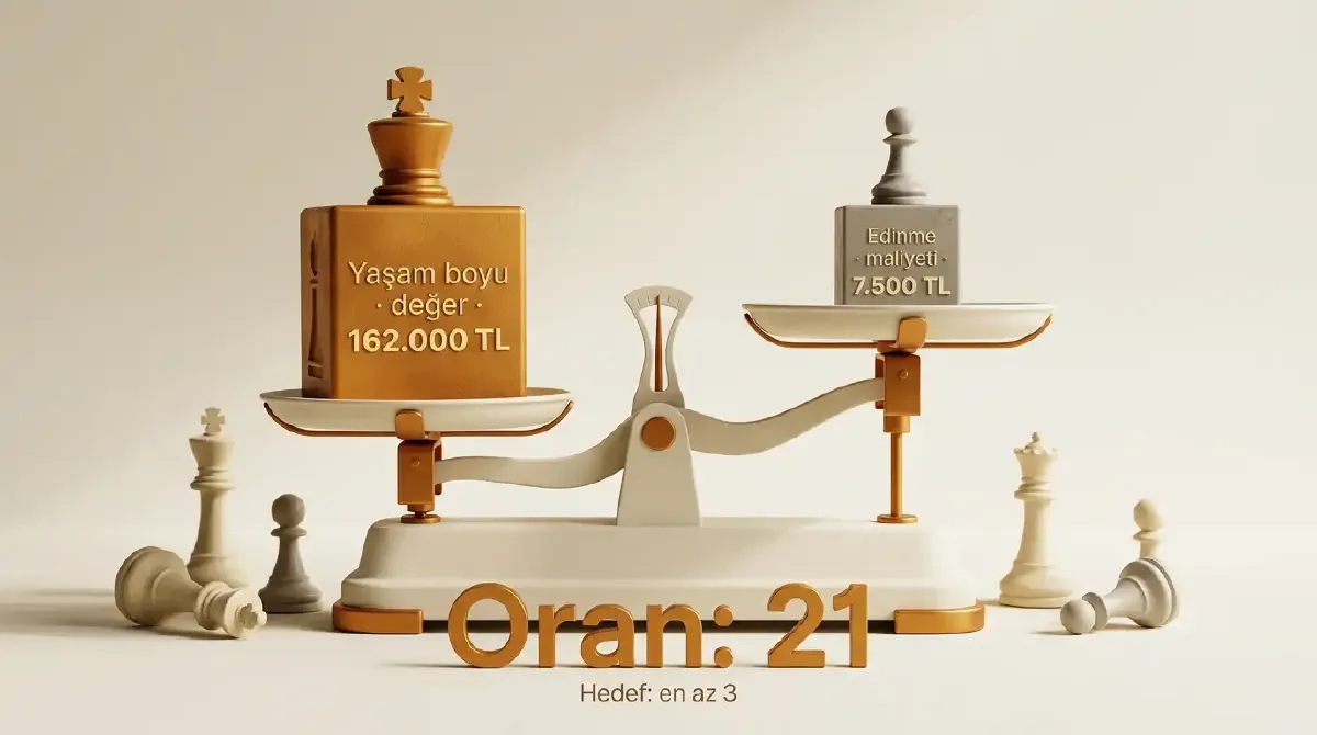 Bir müşterinin yaşam boyu değeri ile edinme maliyetinin karşılaştırması