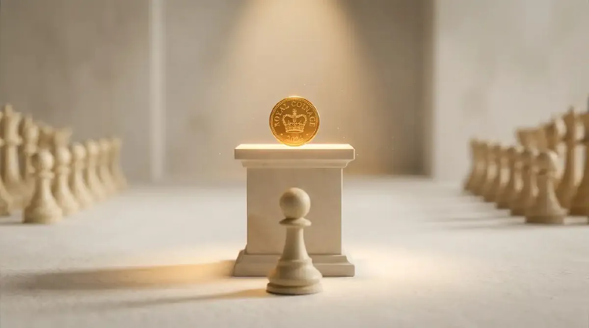 Üzerinde henüz ürün olmayan kaideye bırakılmış altın sikke